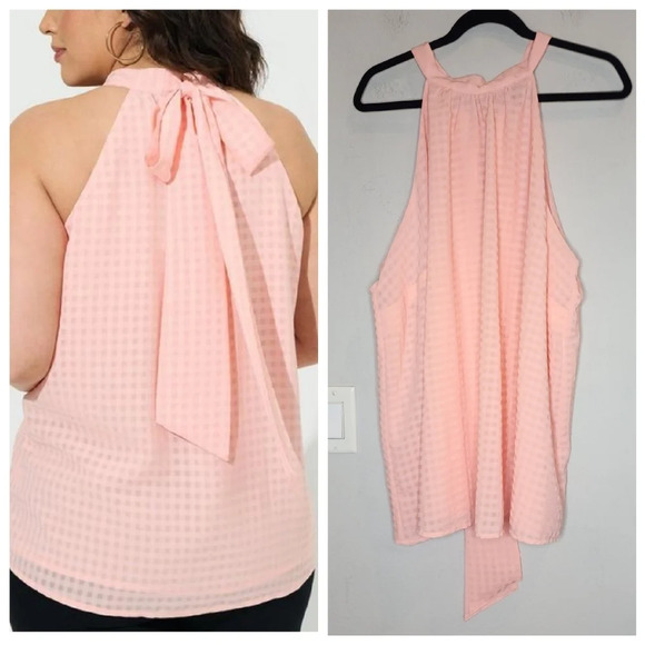 Torrid Pink Clip Chiffon Mock Neck Halter. Sleeveless top.  Women's size 3X - Picture 1 of 16